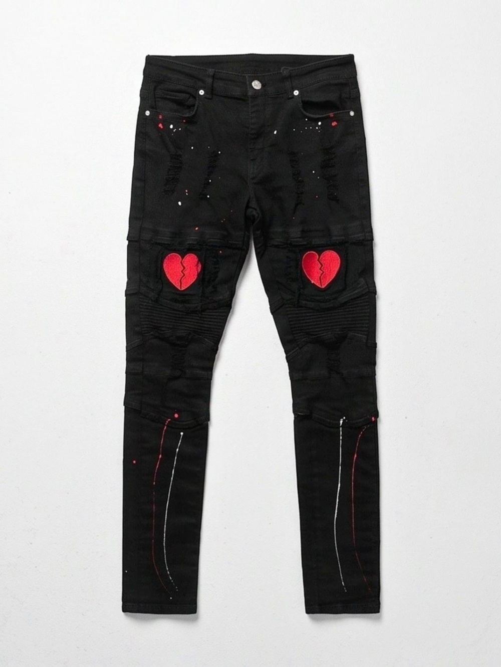 Focus Jeans Broken Heart Jeans - Black Red Skinny Jeans